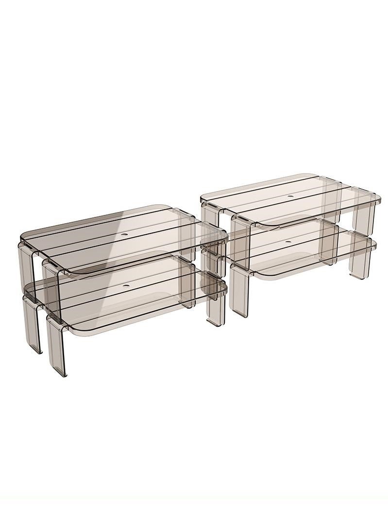 Bluejw Stackable Organizer Holder For Fridge,Cabinet Shelf,Kitchen Pantry Organization And Storage,Plastic Layered Racks,Stackable Refrigerator Tiered Shelf - Image 2