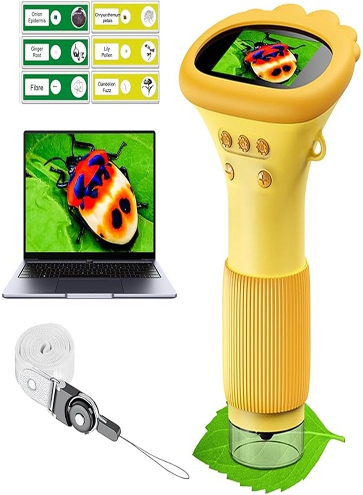 Generic Children's Microscope Pocket Microscope - 1000x Portable Microscope | Photo and Video Mini Microscope | 2-inch Digital Scientist Microscope for Children over 3 years old (yellow) - Image 1