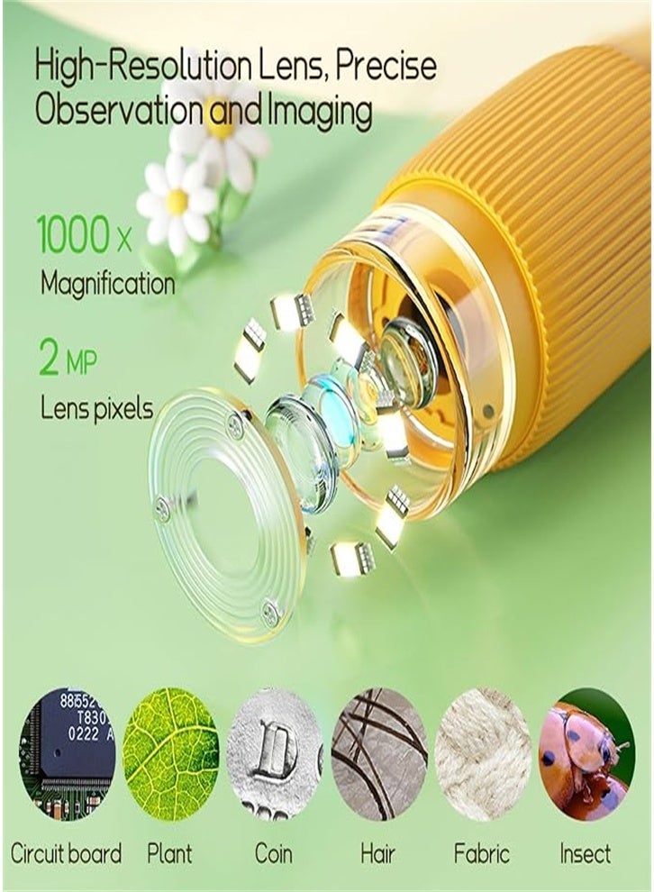 Generic Children's Microscope Pocket Microscope - 1000x Portable Microscope | Photo and Video Mini Microscope | 2-inch Digital Scientist Microscope for Children over 3 years old (yellow) - Image 5