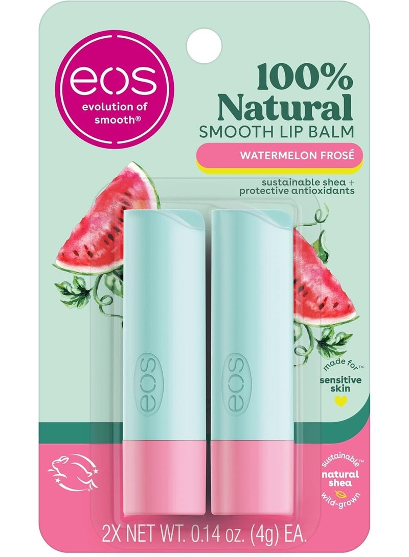 eos 100% Natural Lip Balm, Watermelon Frosé, All-Day Moisture, Lip Care Products, 0.14 oz, 2-Pack - Image 1