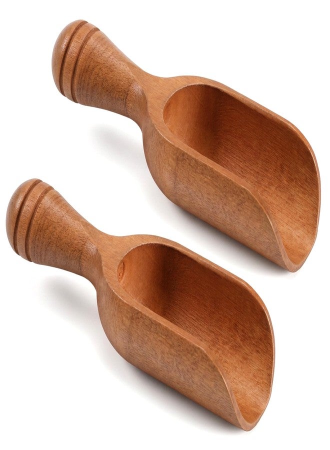 ValueBargain 2 Pcs Wooden Scoops for Canisters, Acacia Wooden Scoops for Jars Multipurpose Measuring Spoons for Coffee Tea Bath Salt (Natural Wood, 4.6 Inch) - Image 1