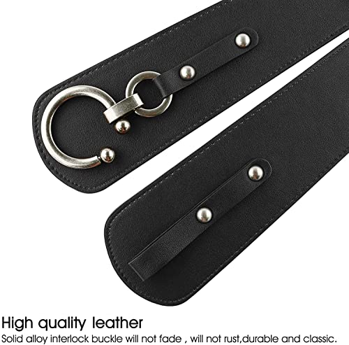 JASGOOD Women Halloween Cosplay Pirate Belt Vintage Wide Elastic Stretch Black Belt with Interlock Buckle - Image 3
