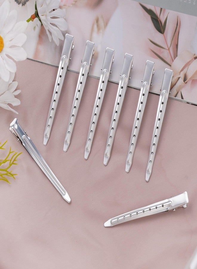 Bantoye 24 Packs Duck Bill Clips, Bantoye 3.35 Inches Rustproof Metal Alligator Curl Clips with Holes for Hair Styling, Hair Coloring, Matte Silver - Image 5