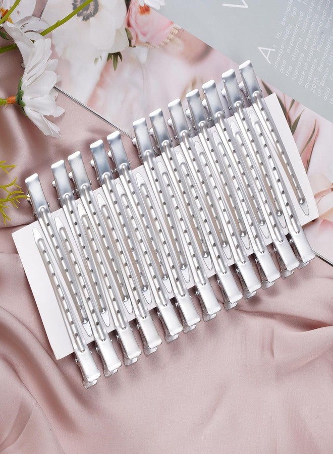 Bantoye 24 Packs Duck Bill Clips, Bantoye 3.35 Inches Rustproof Metal Alligator Curl Clips with Holes for Hair Styling, Hair Coloring, Matte Silver - Image 4