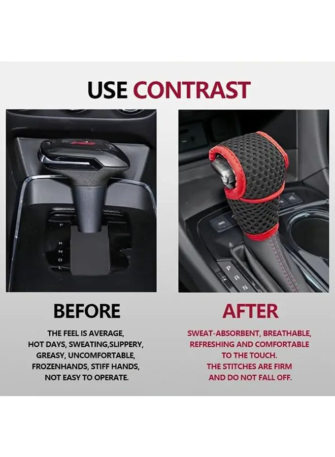 Beige Car Shift Knob Cover Non Slip Grip Handle Automatic Interior Accessories - Image 5