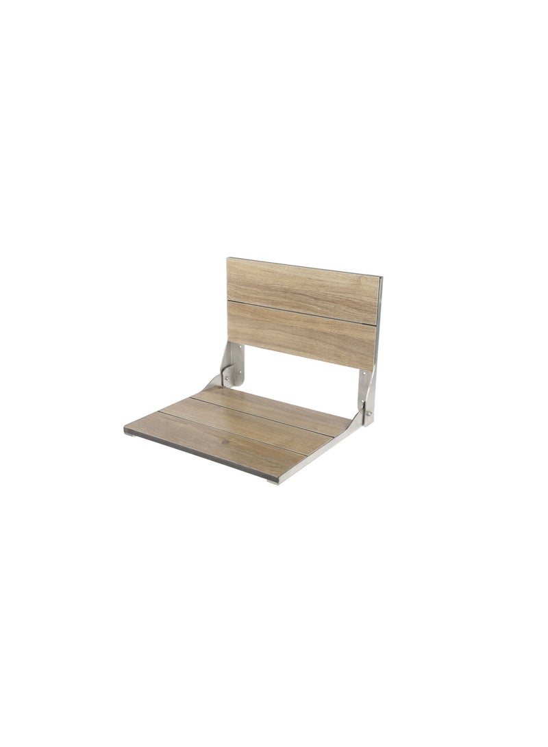 Pura Wall Mounted Folding Shower Seat 30x40 cm Heavy Duty Bathroom Shower Chair Foldable Wall Hang Seat HPL Compact Board with Stainless Steel 304 Frame Waterproof Anti Rust Space Saving Bath Bench Supports Up to 120 Kg - Image 2