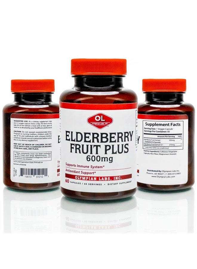 Olympian Labs Elderberry Fruit Plus | Supports Immune System | Antioxident | 600mg, 60 Capsules - Image 2