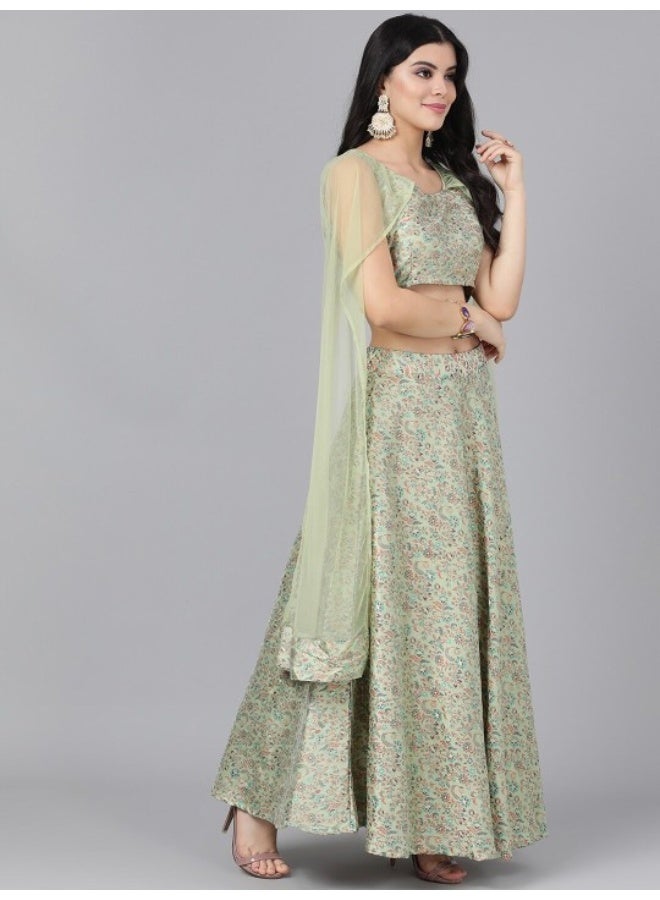 AKS Green Lehenga With Cape Dupatta - Image 4