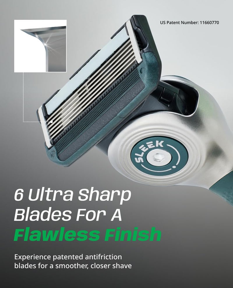 DORCO SLEEK 6 Blade Razor for Men with 2 Cartridges | Men's Cartridge Razors with Razor Handle and Smooth Shaving Blades | Menâ€™s Razors with Multi-Flex Technology - Image 5