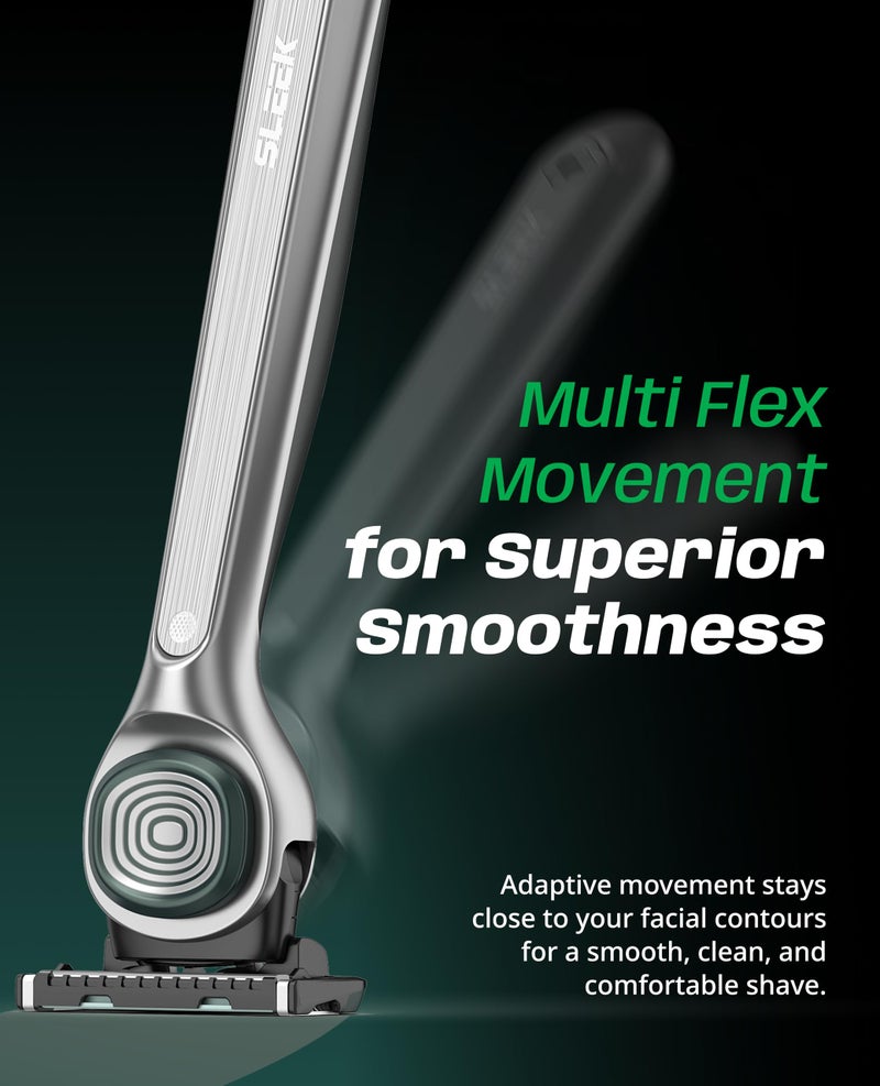 DORCO SLEEK 6 Blade Razor for Men with 2 Cartridges | Men's Cartridge Razors with Razor Handle and Smooth Shaving Blades | Menâ€™s Razors with Multi-Flex Technology - Image 3