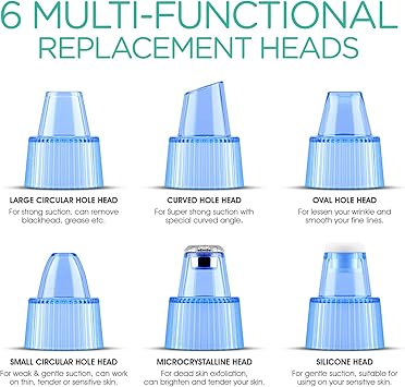 VOYOR Blackhead Remover Vacuum Suction Facial Pore Cleaner Electric Acne Comedone Extractor Kit with 6 Microcrystalline Head for Women and Men Black Heads Extraction BR410 - Image 4