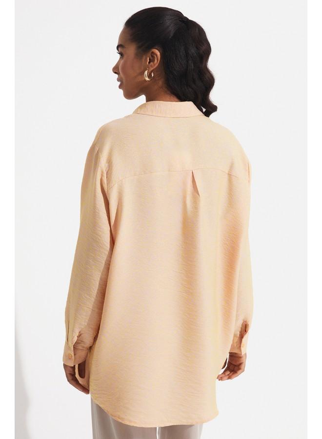 جون قميص فيسكوز بنقشة ذاتية حصري لشهر يونيو - خردلي - Image 5