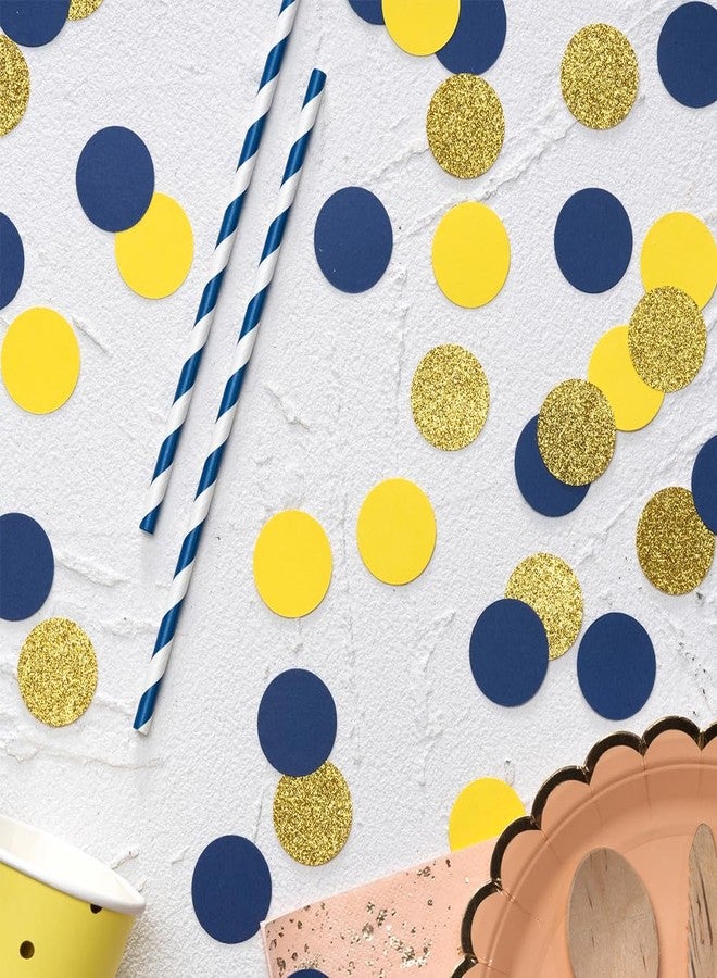 MOWO Gold Blue and Yellow Confetti Table Decoration for Graduation Birthday Eid Ramadan Festival Theme Party,1.2 inch in Diameter,200 Counts - Image 3