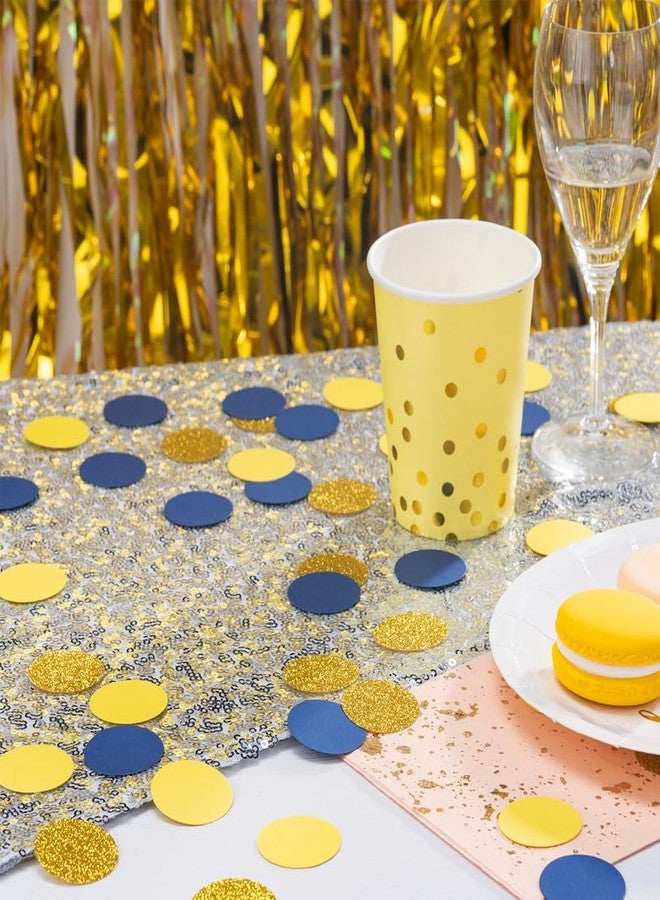 MOWO Gold Blue and Yellow Confetti Table Decoration for Graduation Birthday Eid Ramadan Festival Theme Party,1.2 inch in Diameter,200 Counts - Image 4