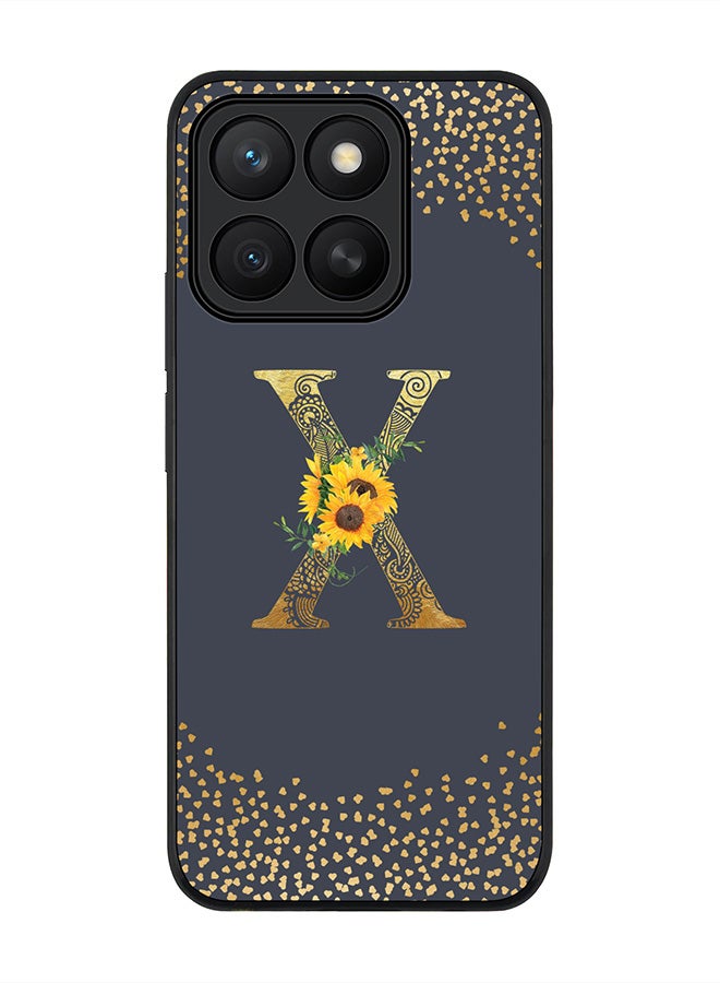 Stylizedd For Honor X8c Case,Slim fit Camera Protection, Shockproof Thin Phone cover  - Custom Floral Monogram - X  (Grey )