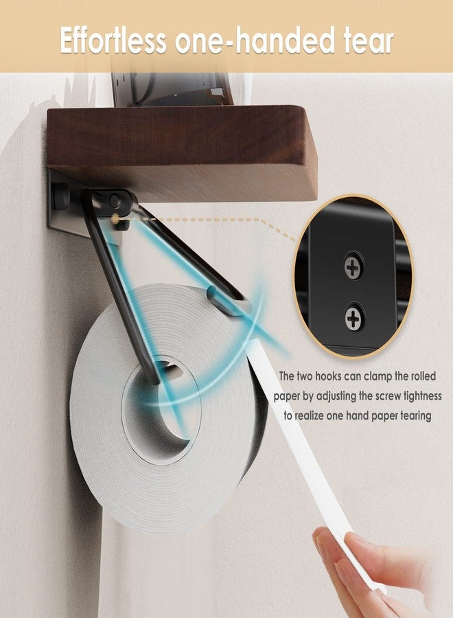 NiHome Toilet Paper Holder with Shelf for Bathroom Farmhouse Rustic Toilet Paper Roll Holder Wall Mount Rustproof Adjustable Easy Tear Walnut - Image 3