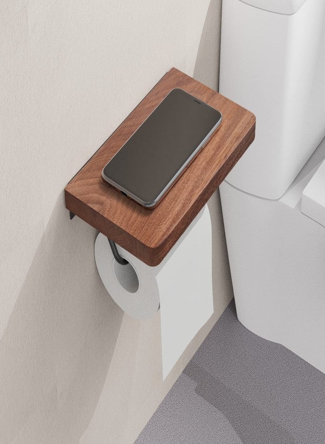 NiHome Toilet Paper Holder with Shelf for Bathroom Farmhouse Rustic Toilet Paper Roll Holder Wall Mount Rustproof Adjustable Easy Tear Walnut - Image 2