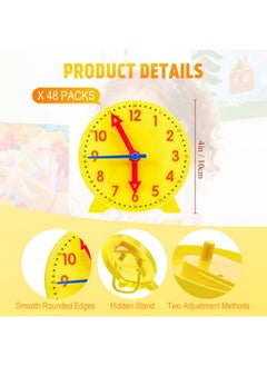 Henoyso 48 Pieces Teaching Clock Kit For Kids To Tell Time Mini Teaching Clock Bulk For Student Early Basic Math Skills Development Teacher And Classroom Supplies (4 Inch)  - Image 2