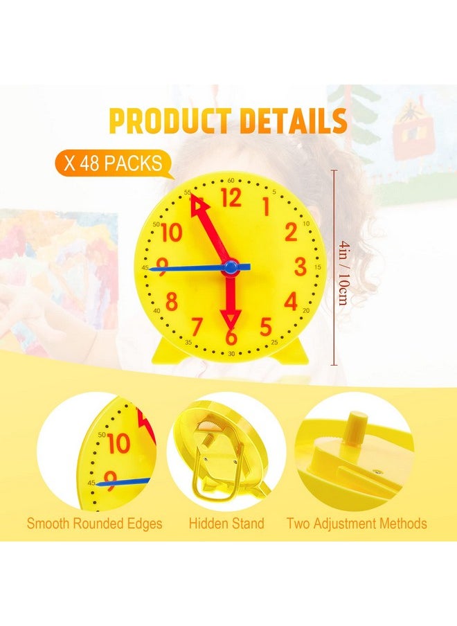 Henoyso - 48 Pieces Teaching Clock Kit For Kids To Tell Time Mini Teaching Clock Bulk For Student Early Basic Math Skills Development Teacher And Classroom Supplies (4 Inch) - Image 1