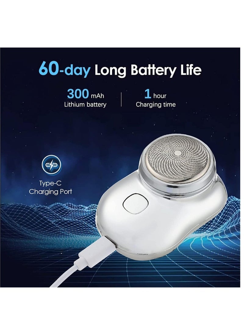 Pocket-sized Electric Shaver: Effortless Grooming on the Go with Mini USB Rechargeable Shaver for Men in Blue - Image 2