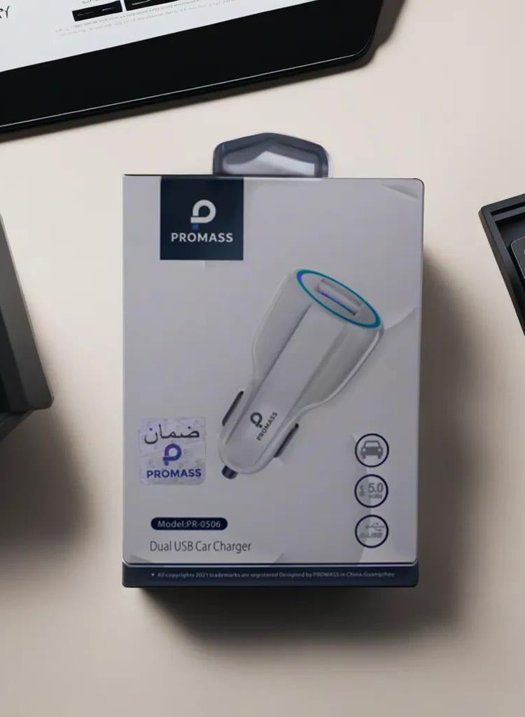 PROMASS Dual USB Ports Car Charger for Simultaneous Power Delivery to Your Devices with Lightning Speed and Efficiency - Image 1