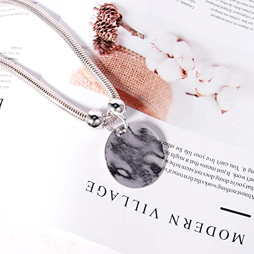 XILAZAB Silver Hammered Metal Statement Necklace Set with Lobster Clasp Closure, Disc Coin Necklace Circle Necklace Chunky Necklaces for Women New Unique Trendy Jewelry Valentines Day Gift - Image 4