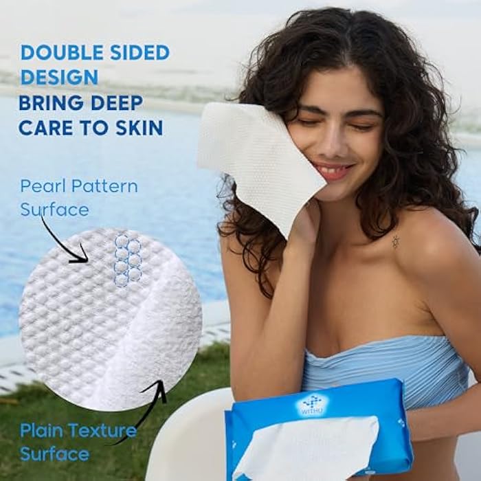 WITHU Disposable Face Towels – Ultra-Soft Biodegradable Face Cleansing Wipe, Makeup Remover Wipes, Facial Cleansing Cloths, Travel Face Towels, Multi-Use Dry Washcloths for All Skin Types, 240 Count - Image 5