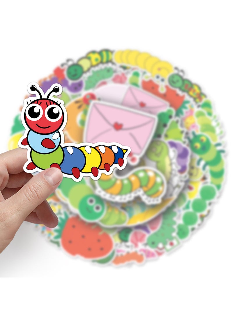 50Pcs Lovely Caterpillar Stickers for Kids Teens Boys Girls Waterproof Vinyl Stickers for Water Bottle Phone Laptop Flasks Scrapbook Cup Bike Car Cartoon Insect Decals Stickers Pack - Image 5