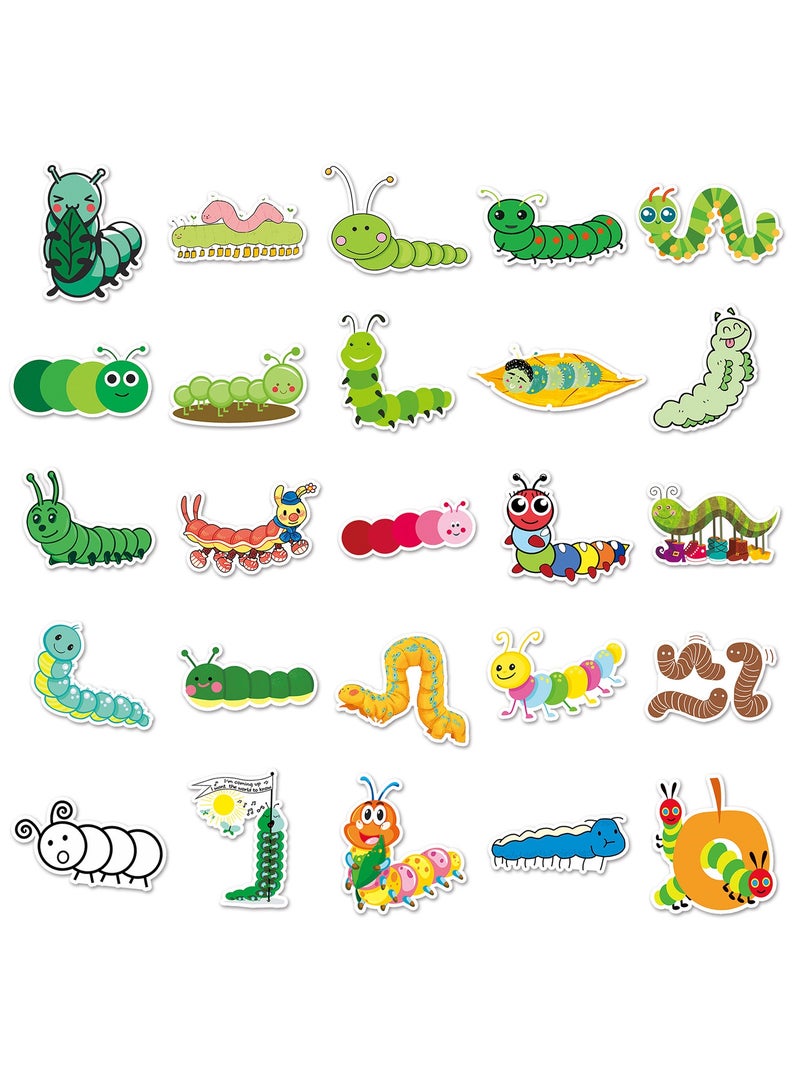 50Pcs Lovely Caterpillar Stickers for Kids Teens Boys Girls Waterproof Vinyl Stickers for Water Bottle Phone Laptop Flasks Scrapbook Cup Bike Car Cartoon Insect Decals Stickers Pack - Image 3