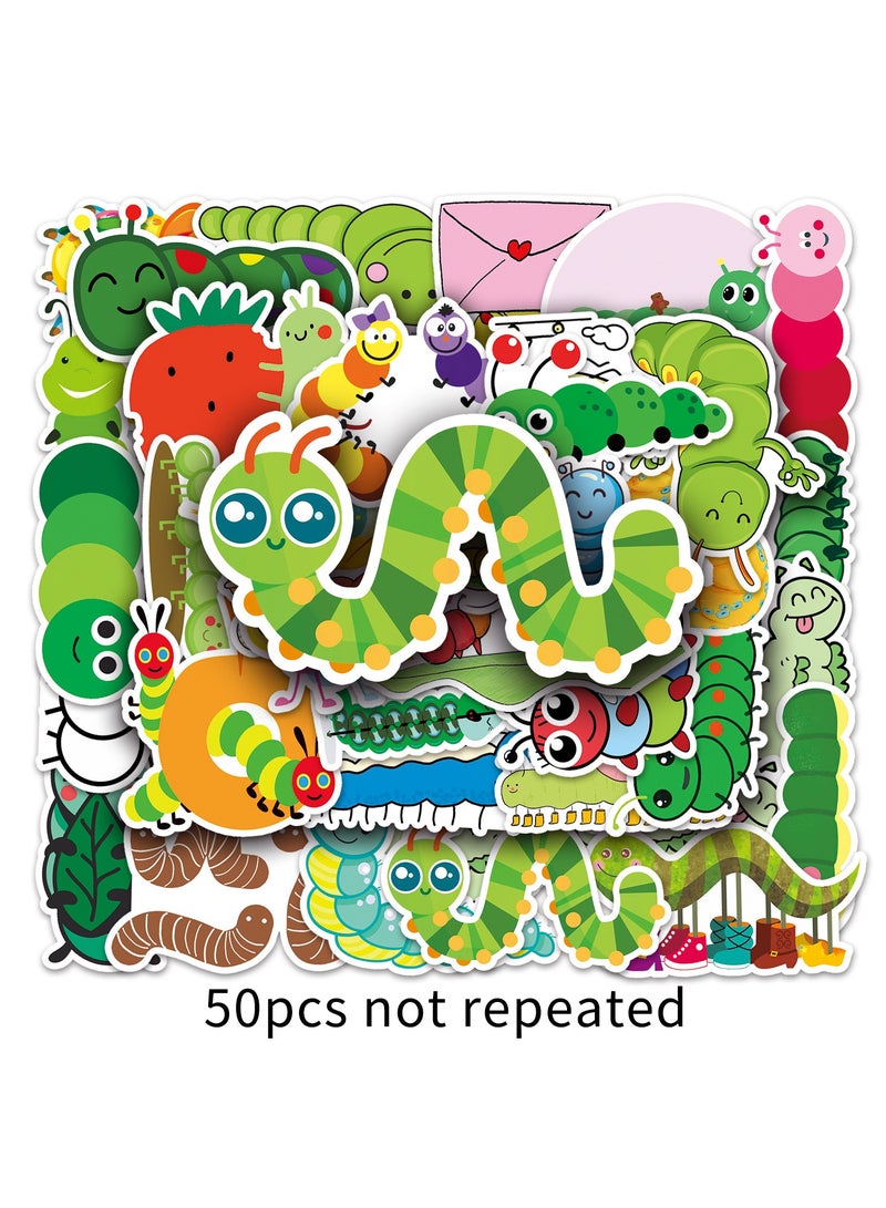 50Pcs Lovely Caterpillar Stickers for Kids Teens Boys Girls Waterproof Vinyl Stickers for Water Bottle Phone Laptop Flasks Scrapbook Cup Bike Car Cartoon Insect Decals Stickers Pack - Image 4