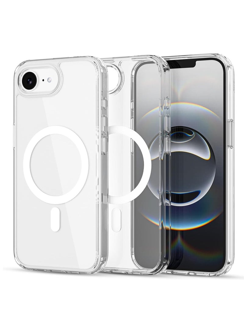 ELTRAZONE iPhone 16E Clear Magnetic Cover | MagSafe Compatible | Hybrid Protective Crystal Clear Hard Back Case | Shockproof Silicone Frame | Slim Transparent Case for Apple iPhone 16E - Image 1