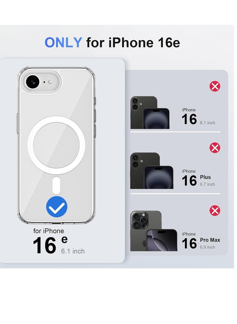 ELTRAZONE iPhone 16E Clear Magnetic Cover | MagSafe Compatible | Hybrid Protective Crystal Clear Hard Back Case | Shockproof Silicone Frame | Slim Transparent Case for Apple iPhone 16E - Image 2