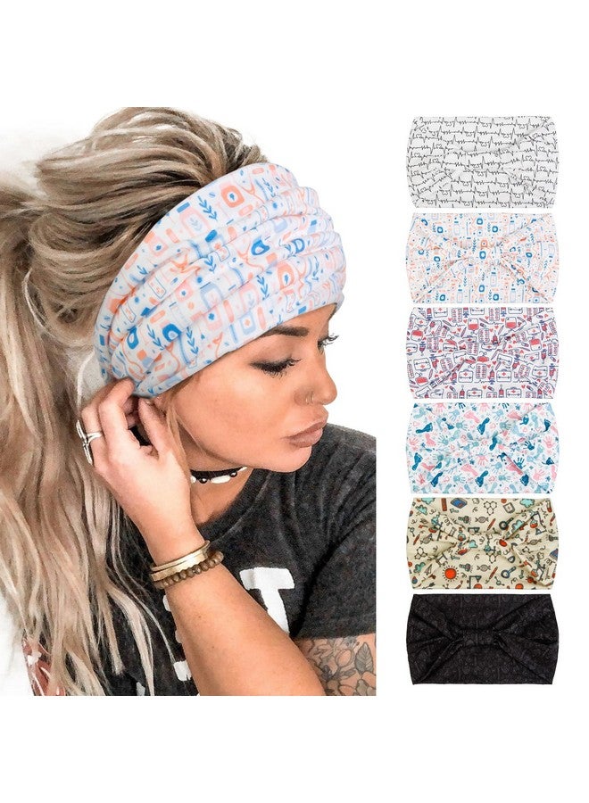 Tobeffect Headbands For Women Wide Knotted Head Bands For Women'S Hair Bandana Turban Bandeau Hairbands Workout Yoga Sport Head Wraps Hair Accessories 6 Packs  - Image 1