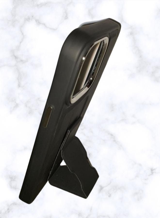 إيه إم إس غطاء حماية واق مع مسند بمقبض للإصبع لهاتف أبل آيفون 14 برو ماكس أسود - Image 2