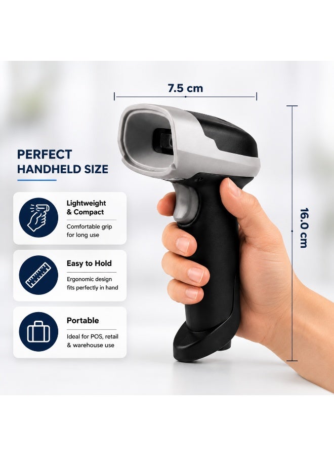 BASEET BAS-133W Wireless Barcode & QR Code Scanner — 2.4GHz, Color-Sensitive, Handheld, for POS / Warehouse / Retail - Image 4