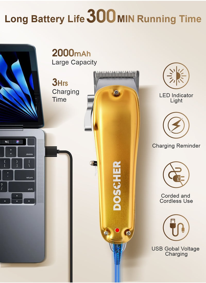 دوشر ماكينة حلاقة شعر احترافية للرجال – بطارية 2000mAh ماكينة حلاقة للرجال بقوة 6500 دورة في الدقيقة، قابلة لإعادة الشحن عبر USB، شفرة دقيقة قابلة للتعديل، تعمل سلكيًا ولاسلكيًا، مثالية لجميع أنواع قصات الشعر والتدريج  - Image 5