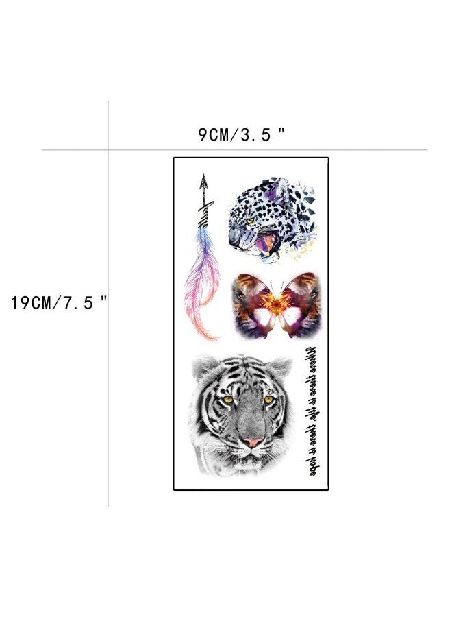 TAFLY Tiger Temporary Tattoos Animal Pattern Transfer Tattoos Sticker for Women 5 Sheets - Image 2