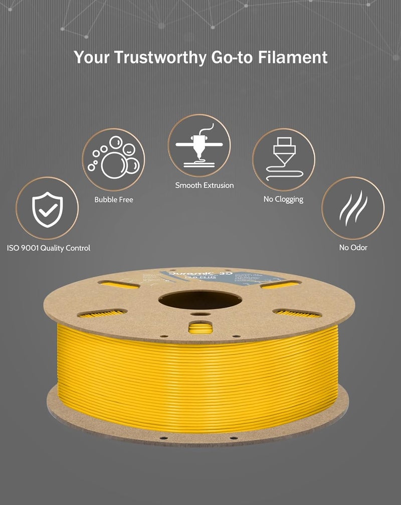 DURAMIC 3D PLA+ Filament 1.75mm 1Kg Yellow, PLA Plus Filament 1Kg Spool(2.2lbs) Tougher and Stronger, Dimensional Accuracy Probability +/- 0.02mm - Image 5