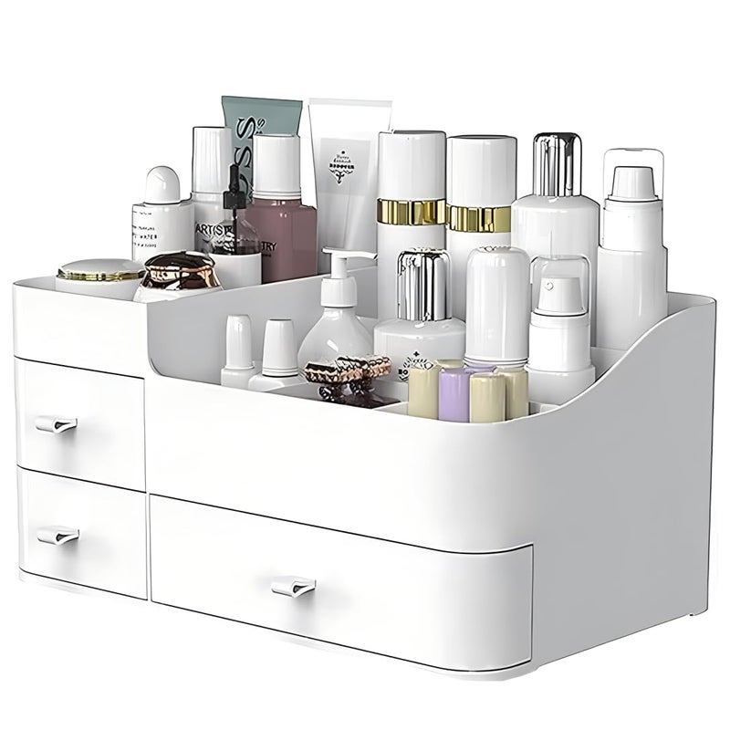Stewit Makeup Organizer with Drawers,Large Capacity Countertop Organizer for Vanity,Bathroom and Bedroom Desk Cosmeticsn Organizer for Skin Care,Brushes, Eyeshadow, Lotions, Lipstick - White - Image 1