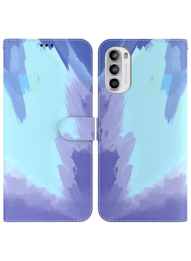 اس-توب جراب لهاتف موتورولا موتو جي 52، جراب جلدي أفقي بنمط ألوان مائية - Image 1