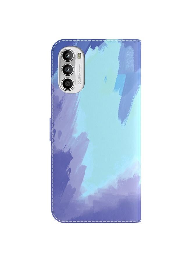 اس-توب جراب لهاتف موتورولا موتو جي 52، جراب جلدي أفقي بنمط ألوان مائية - Image 3