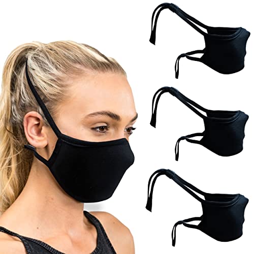 SNM Apparels Reusable Black Cloth Face Mask For Men And Women - Washable Breathable Ear Saver Cotton Face Cover - Image 1