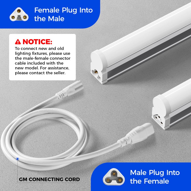 Barrina T5 4FT LED Shop Light, 2 Pcs Power Cords 6500K Super Bright White 2200lm 20W Utility Light Fixture, Ceiling Commercial Bay Light for Workshop Garage, Corded Electric with ON/Off Switch, 6 Pack - Image 4