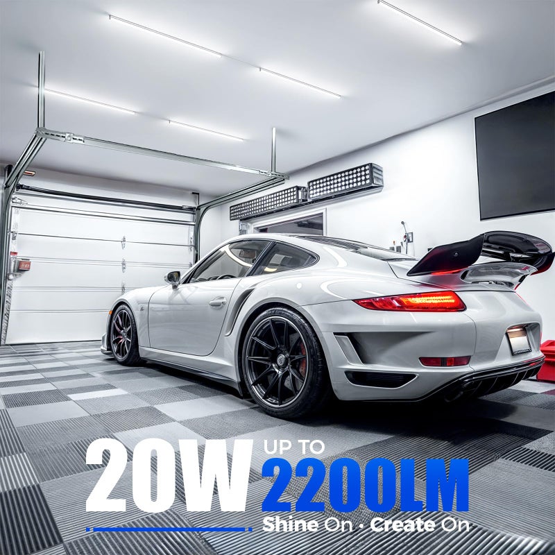 Barrina T5 4FT LED Shop Light, 2 Pcs Power Cords 6500K Super Bright White 2200lm 20W Utility Light Fixture, Ceiling Commercial Bay Light for Workshop Garage, Corded Electric with ON/Off Switch, 6 Pack - Image 3