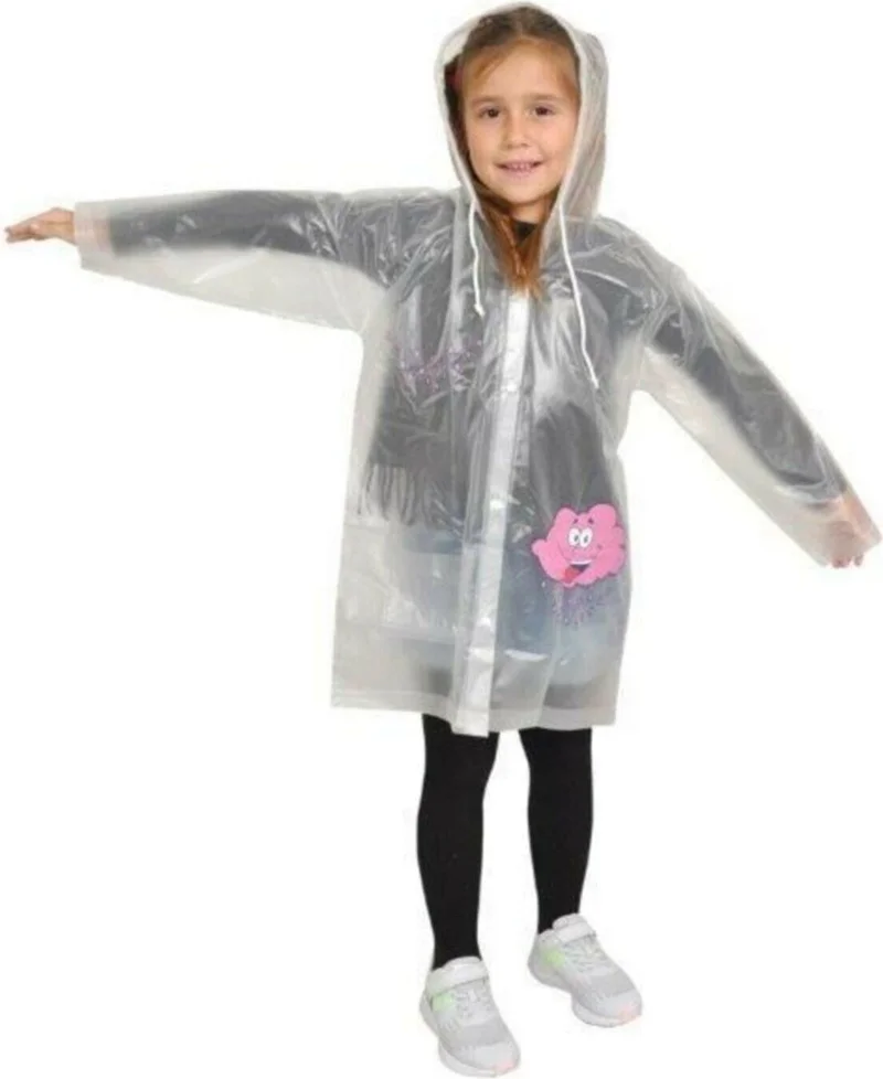 ماشو تريند Pink Cloud Pattern Transparent Children's Raincoat Waterproof Children's Raincoat Cloud Raincoat
