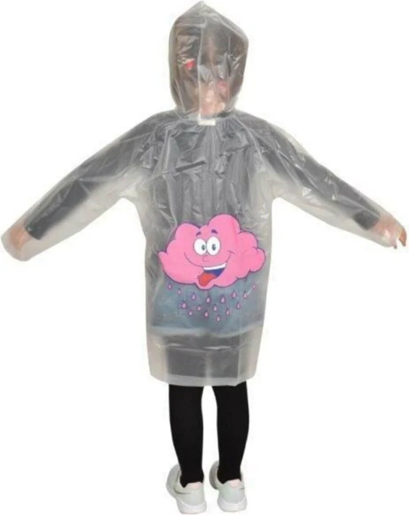 ماشو تريند Pink Cloud Pattern Transparent Children's Raincoat Waterproof Children's Raincoat Cloud Raincoat