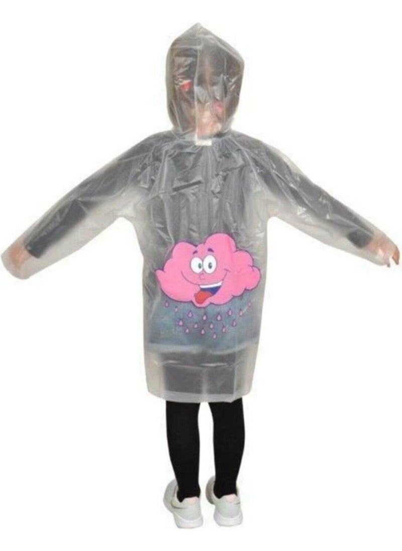 Masho Trend Pink Cloud Pattern Transparent Children's Raincoat Waterproof Children's Raincoat Cloud Raincoat  - Image 2