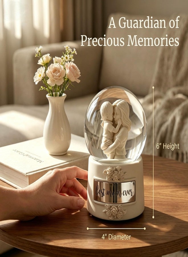 DGSCAK Mom Snow Globe Music Box, Wind-up Musical Water Globe with Mother and Son Figurine and Best Mom Ever Plaque, Mothers Day Birthday Gift for Mom from Daughter Son - Image 3