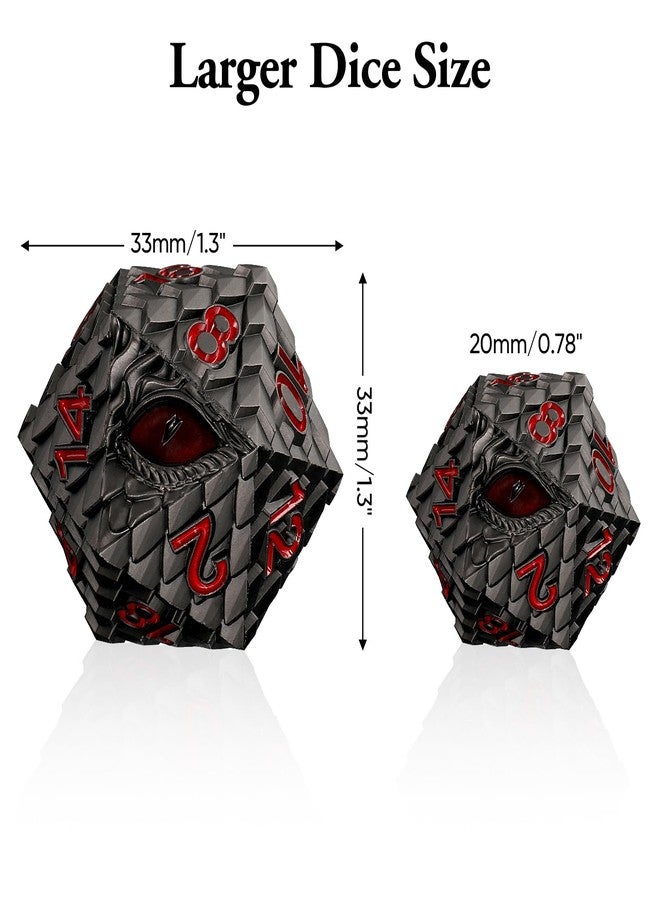CSITORWWE Dragon Eye Scale Metal Dice,33mm 20 Sided Giant D20, Large Polyhedral Dice, Metal Dice Set for TTRPG Tabletop Gaming,Dungeon Masters,RPG Adventures(Gray with Red Eye) - Image 2