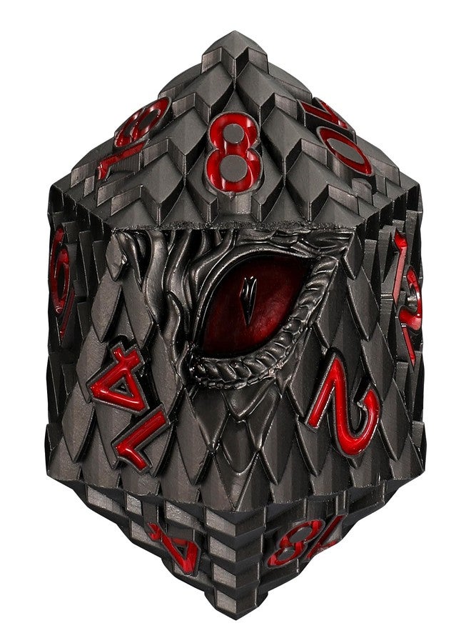 CSITORWWE Dragon Eye Scale Metal Dice,33mm 20 Sided Giant D20, Large Polyhedral Dice, Metal Dice Set for TTRPG Tabletop Gaming,Dungeon Masters,RPG Adventures(Gray with Red Eye) - Image 3
